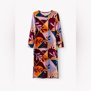 Latino Heritage XXL Bold Geometric Midi Bodycon Dress Long Sleeve NWT